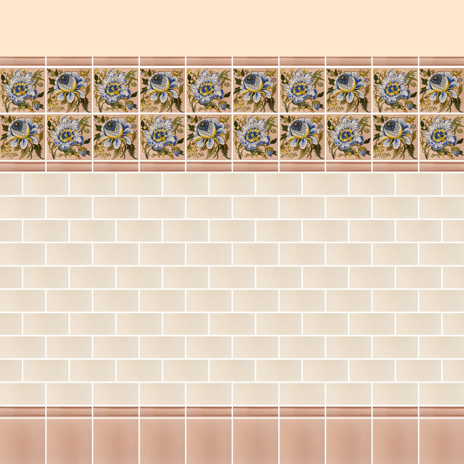 ARTEMIS HIBISCUS Printed Tiles - Blush - Image 3