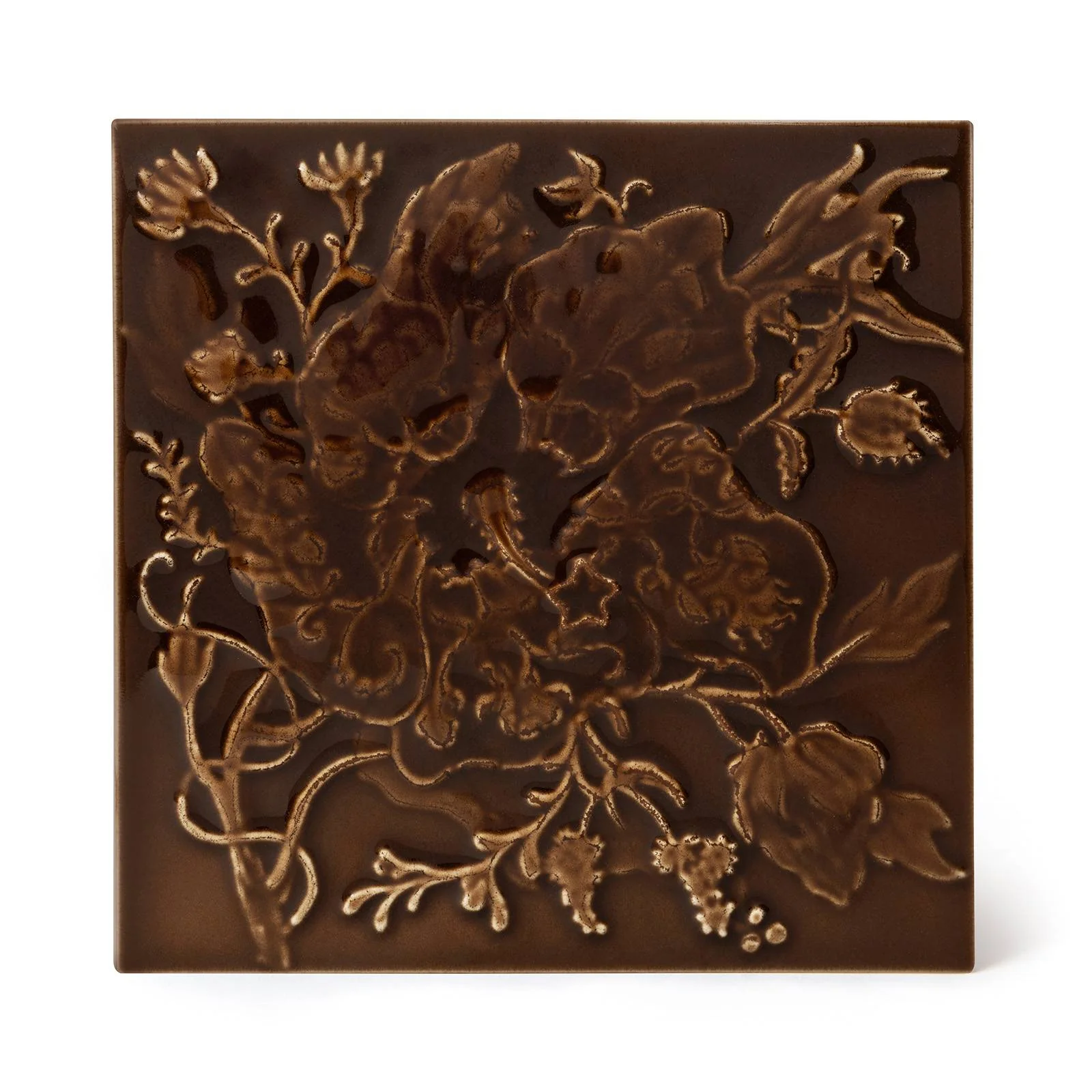 ARTEMIS HIBISCUS Relief Tile - Cocoa