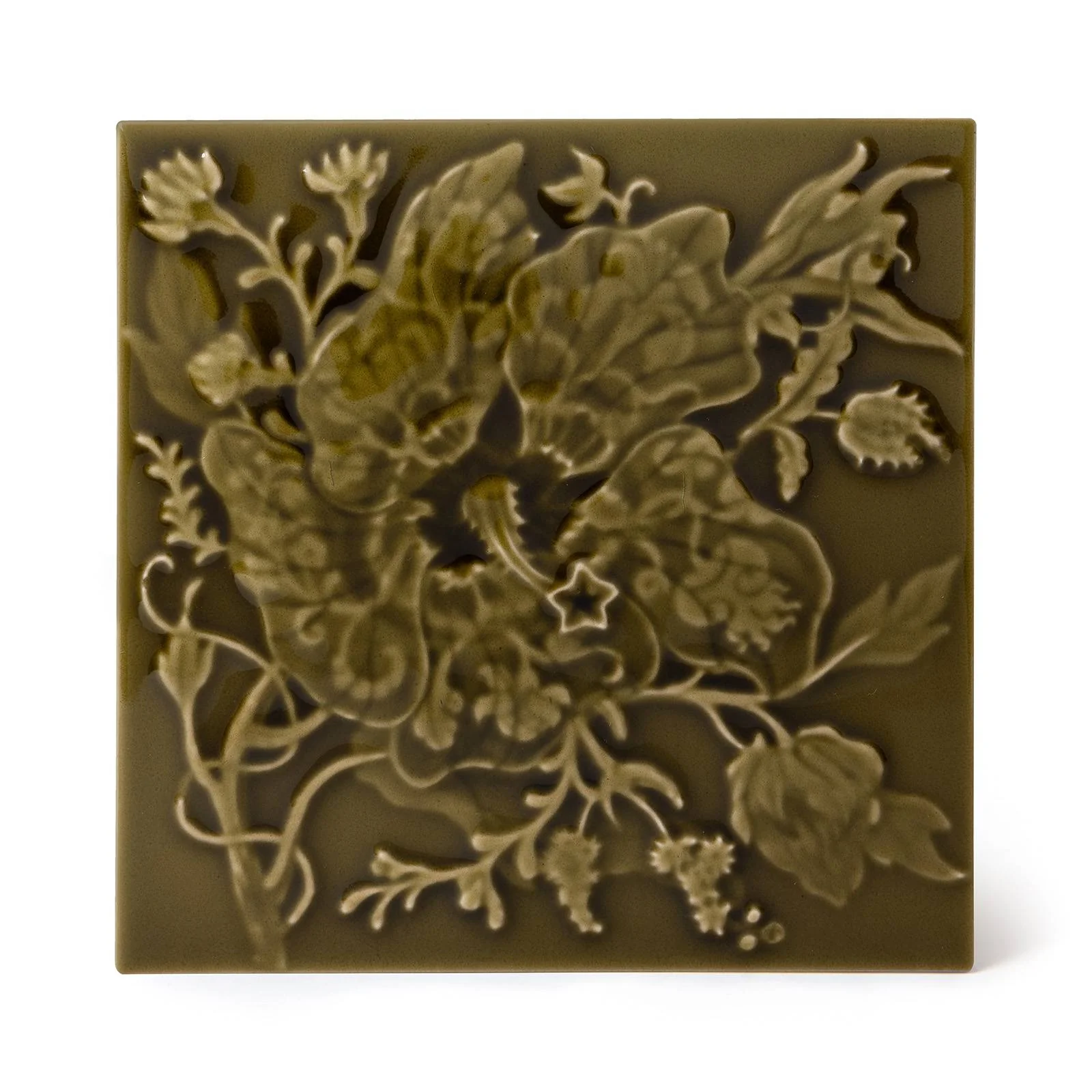 ARTEMIS HIBISCUS Relief Tile - Moss