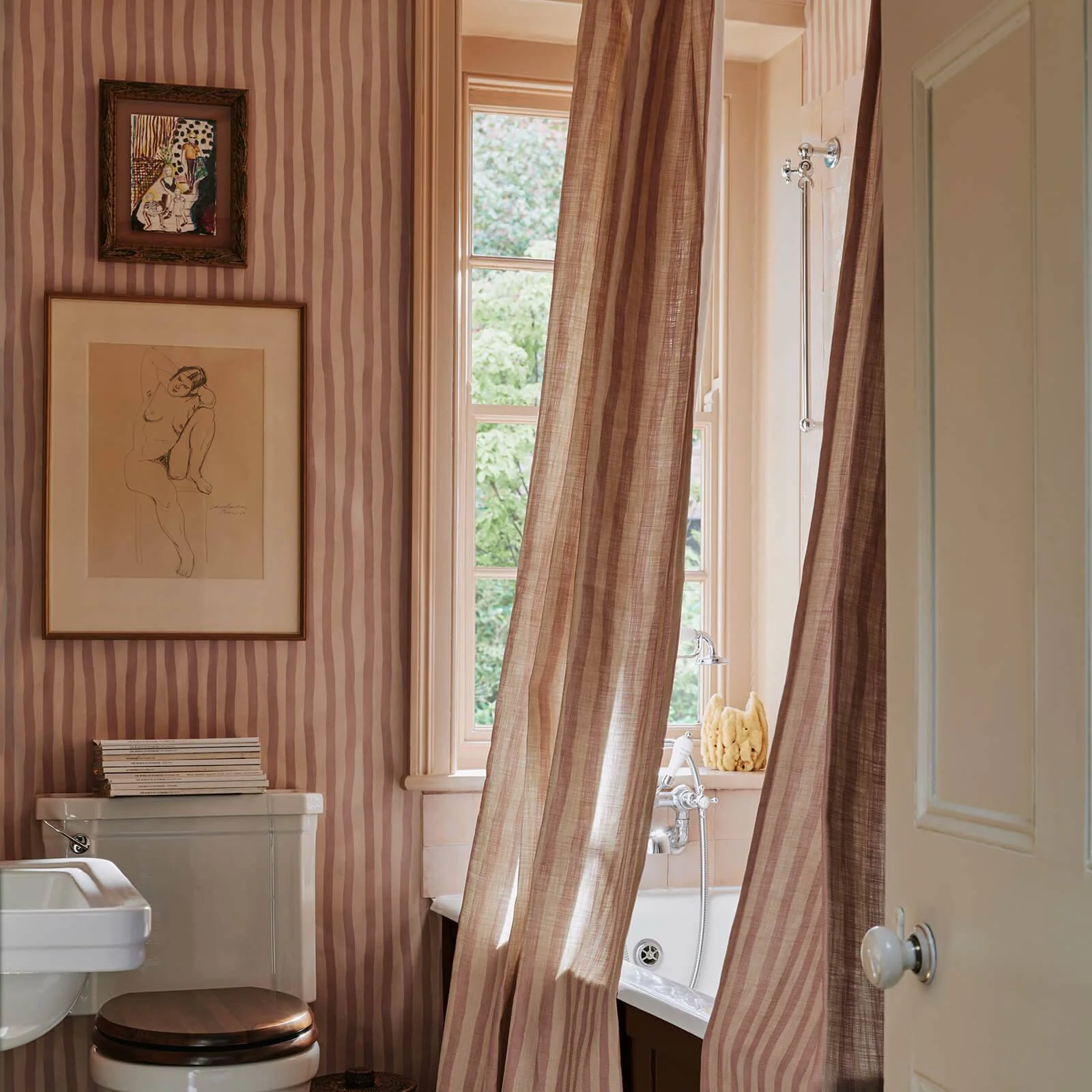 ARTIST'S STRIPE Cotton Linen - Sakura & Astrantia - Image 3