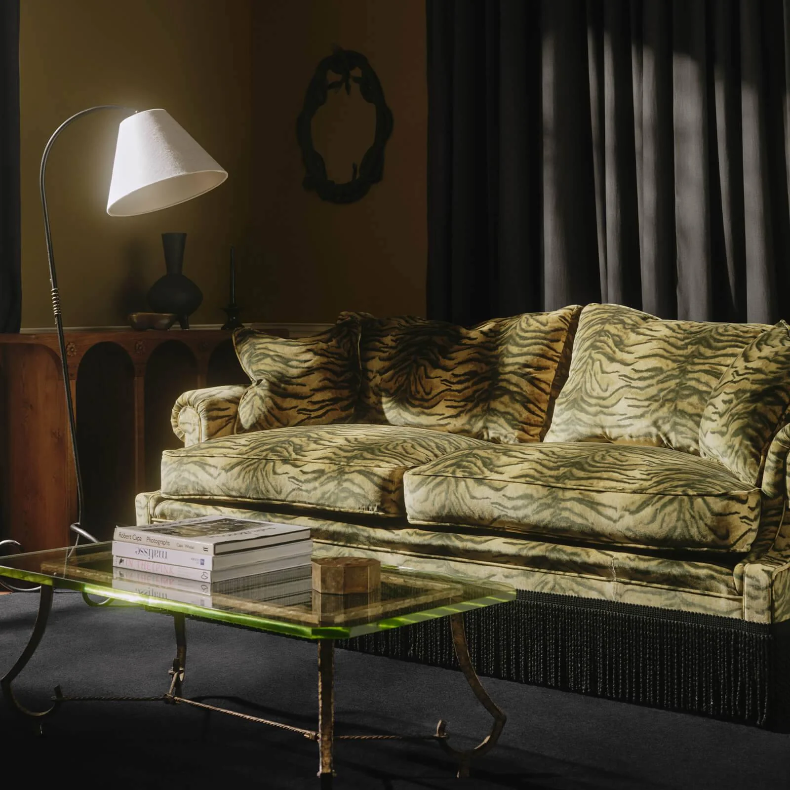 CASPIAN Velvet Wilton 3 Seater Sofa - Umber - Image 2