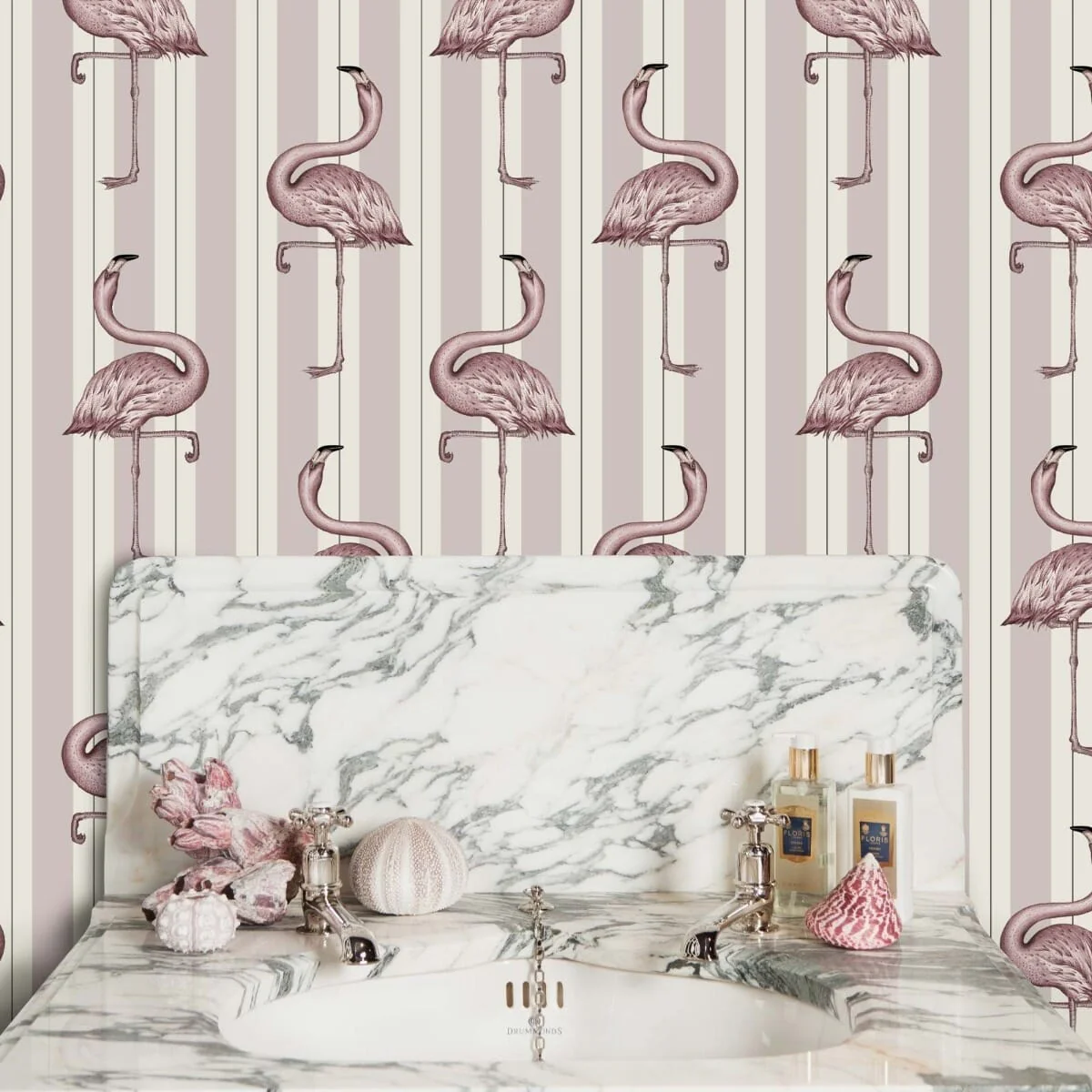 FLAMBOYANCE Wallpaper - Off White & Macaroon Pink - Image 3