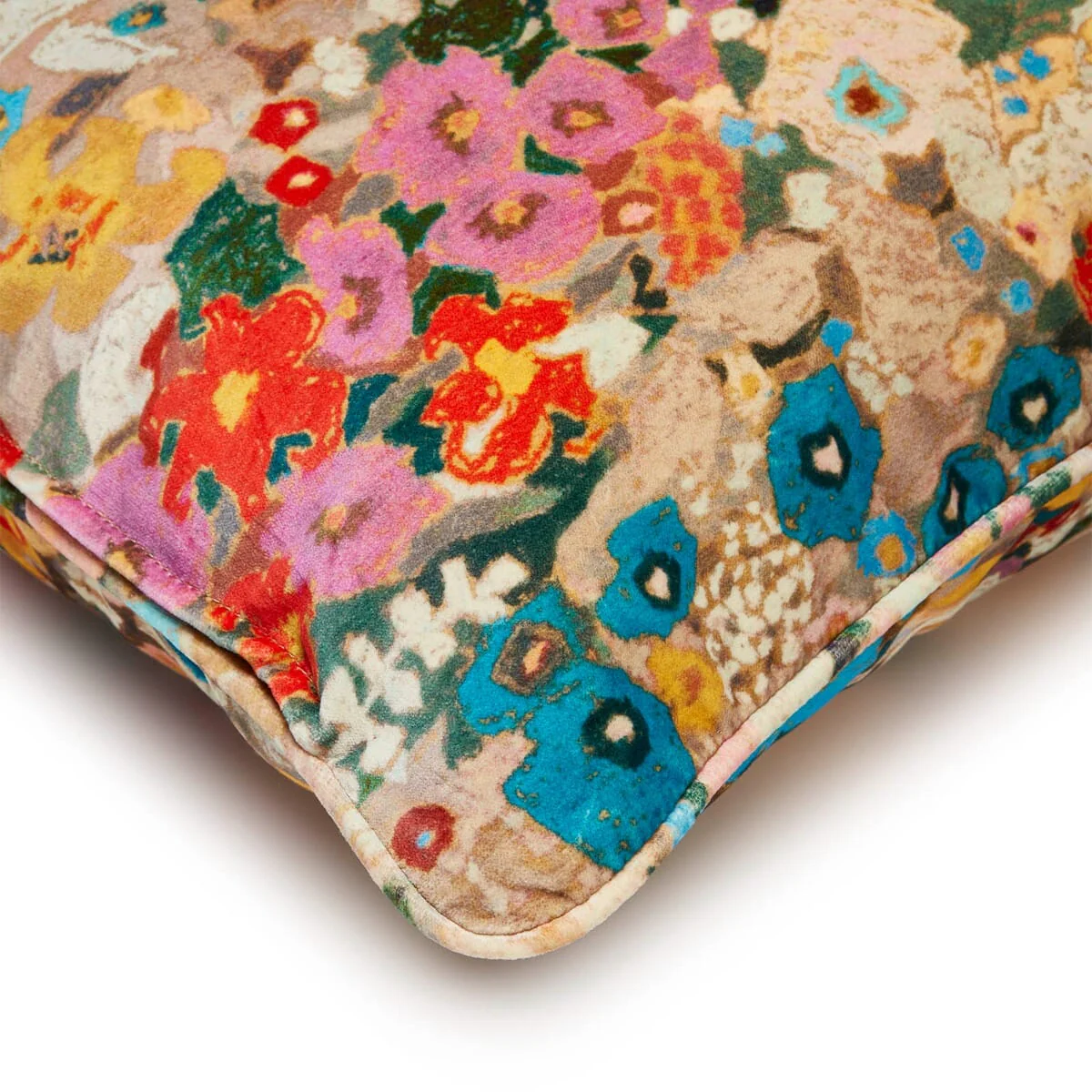 HOLLYHOCKS Large Velvet Cushion - Autumn - Image 3