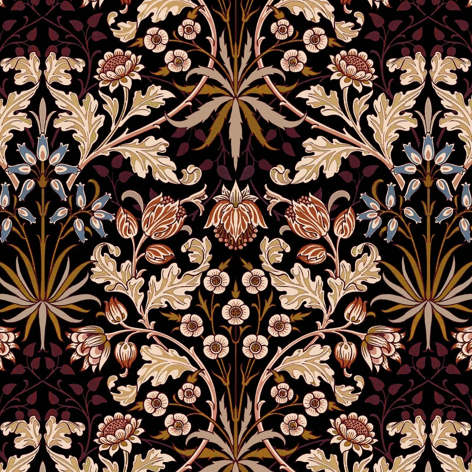 HYACINTH Wallpaper - Black Sample