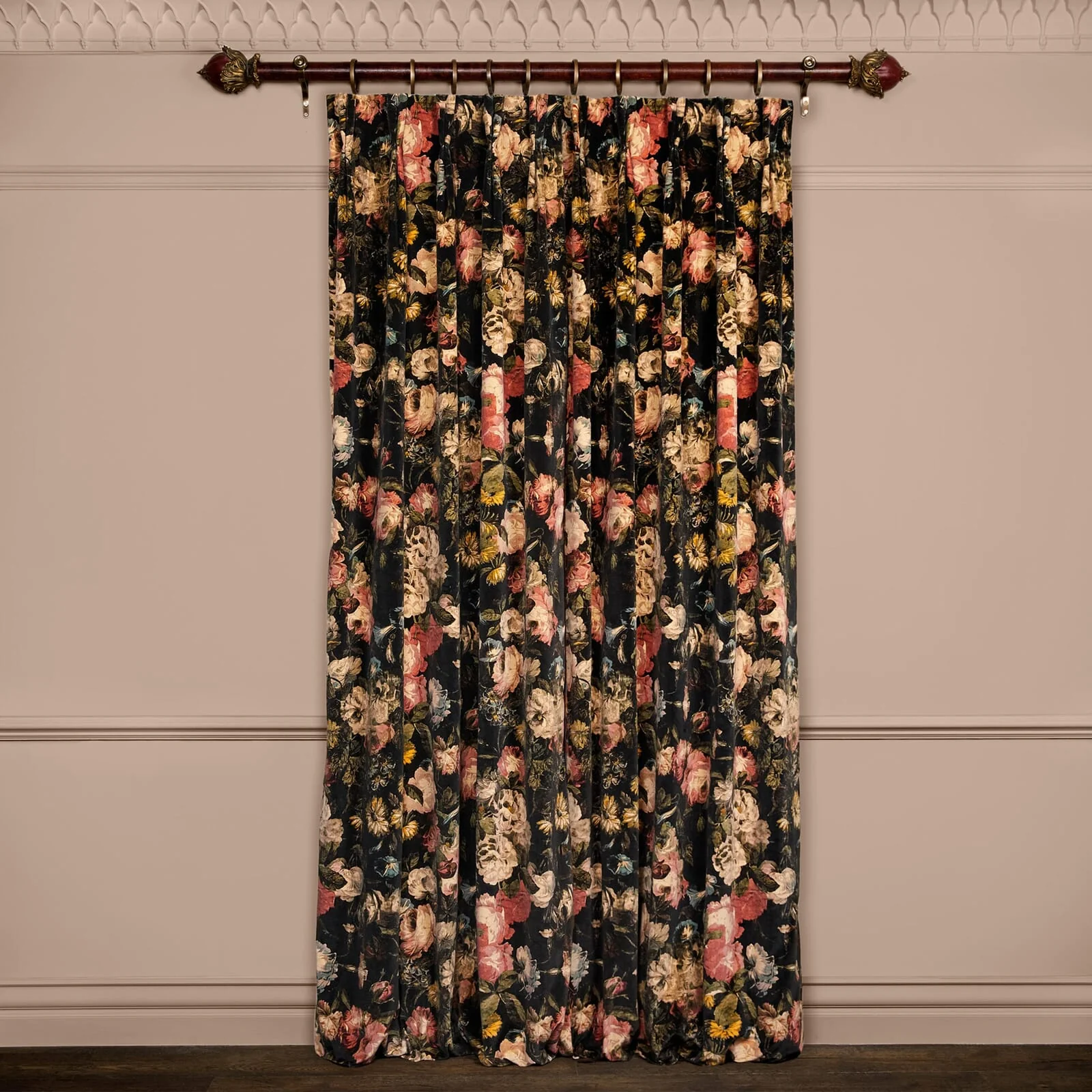 MIDNIGHT GARDEN Velvet Curtain - Multi - Image 3