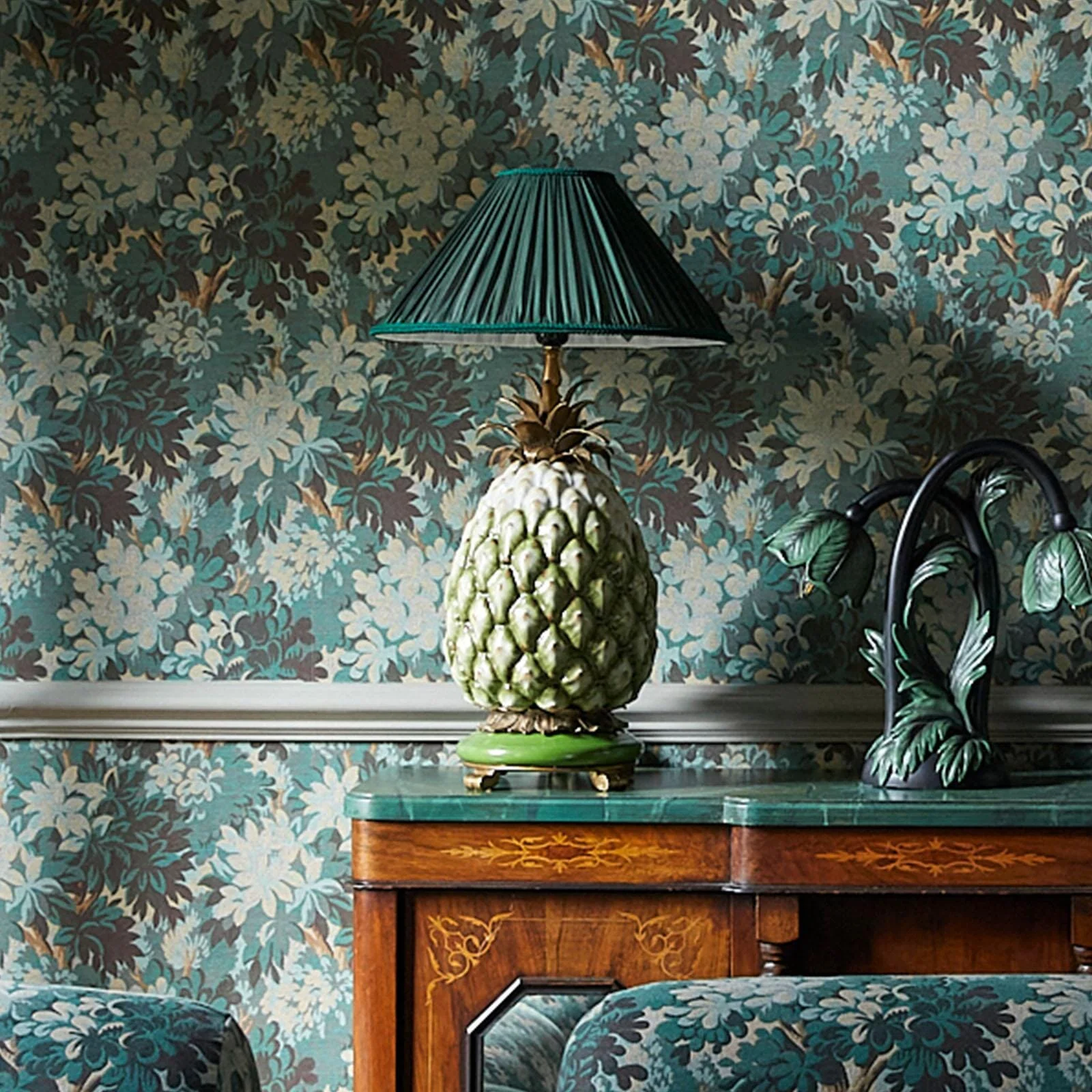 ROMILY Silk Pleated Lampshade - Moss - Image 3