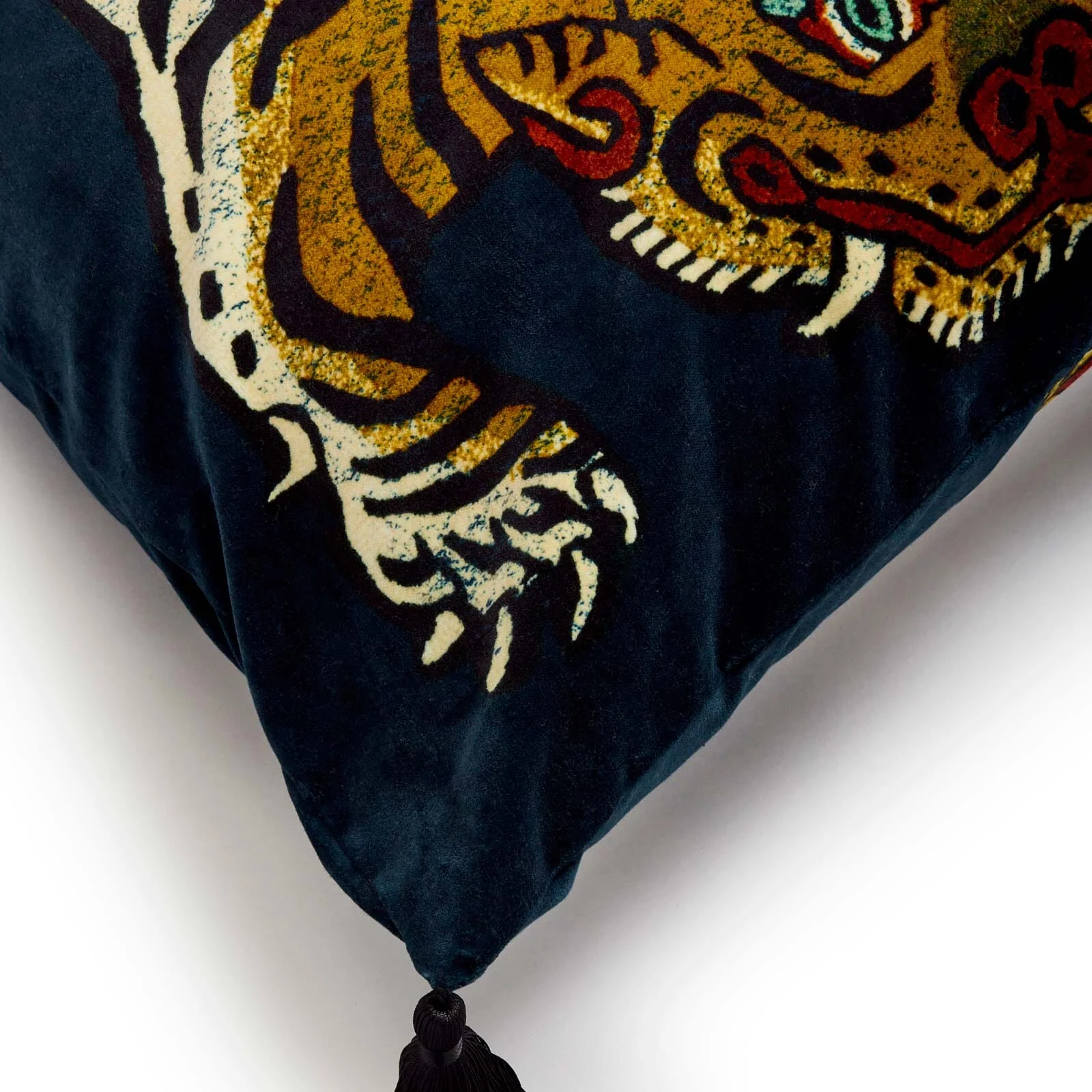 SABER Large Tassel Velvet Cushion - Midnight - Image 3