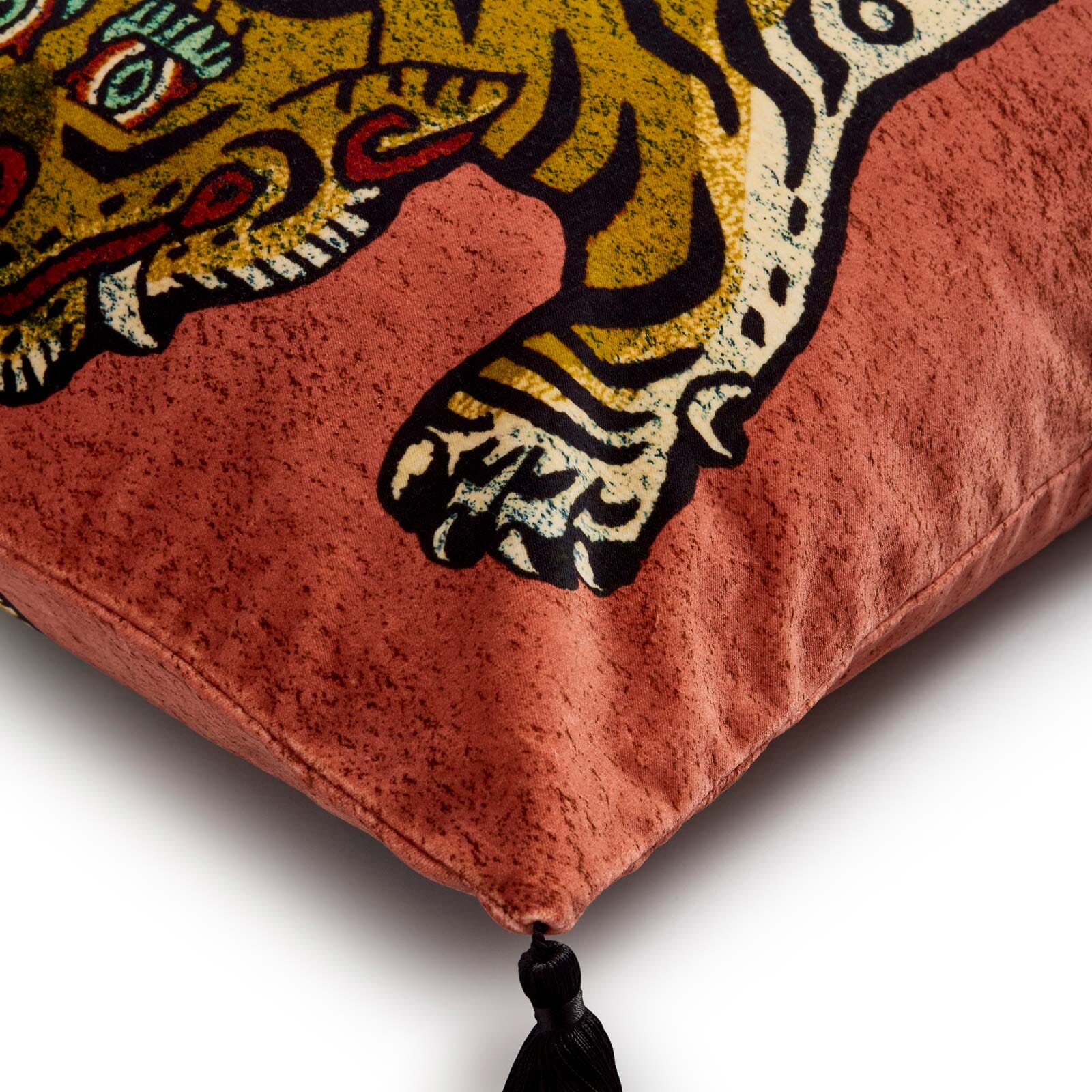 SABER Large Tassel Velvet Cushion - Pink - Image 3