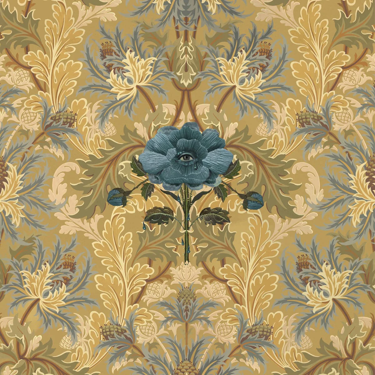 THE BLUE ROSE WEEPING Wallpaper - Aurelian Sample