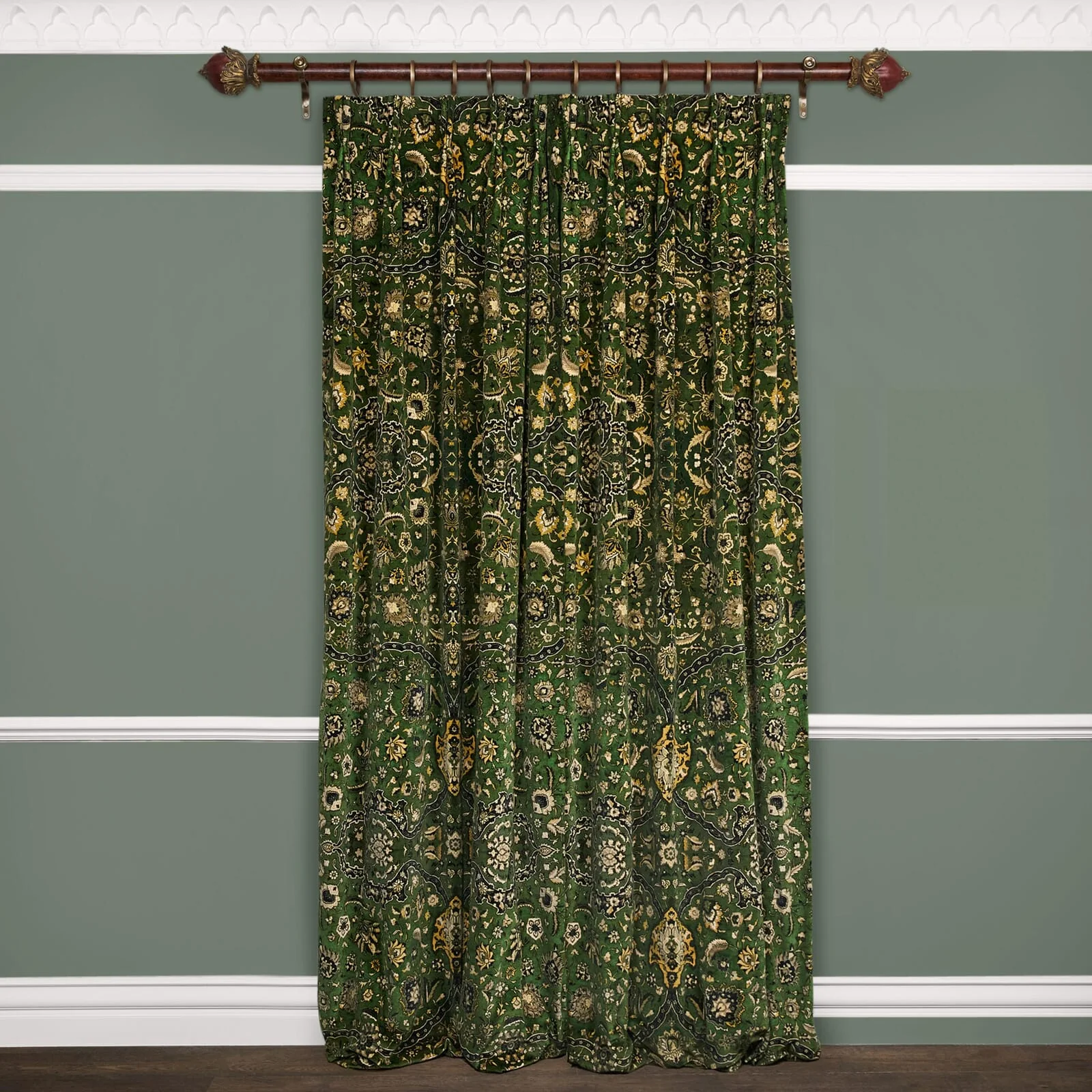 ZANJAN Velvet Curtain - Juniper Green - Image 3